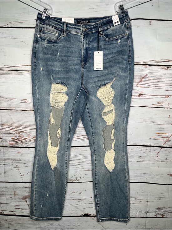 Judy Blue Denim - Judy Blue NWT Size 16W Blue Denim Distressed High Waist Straight Fit Jeans